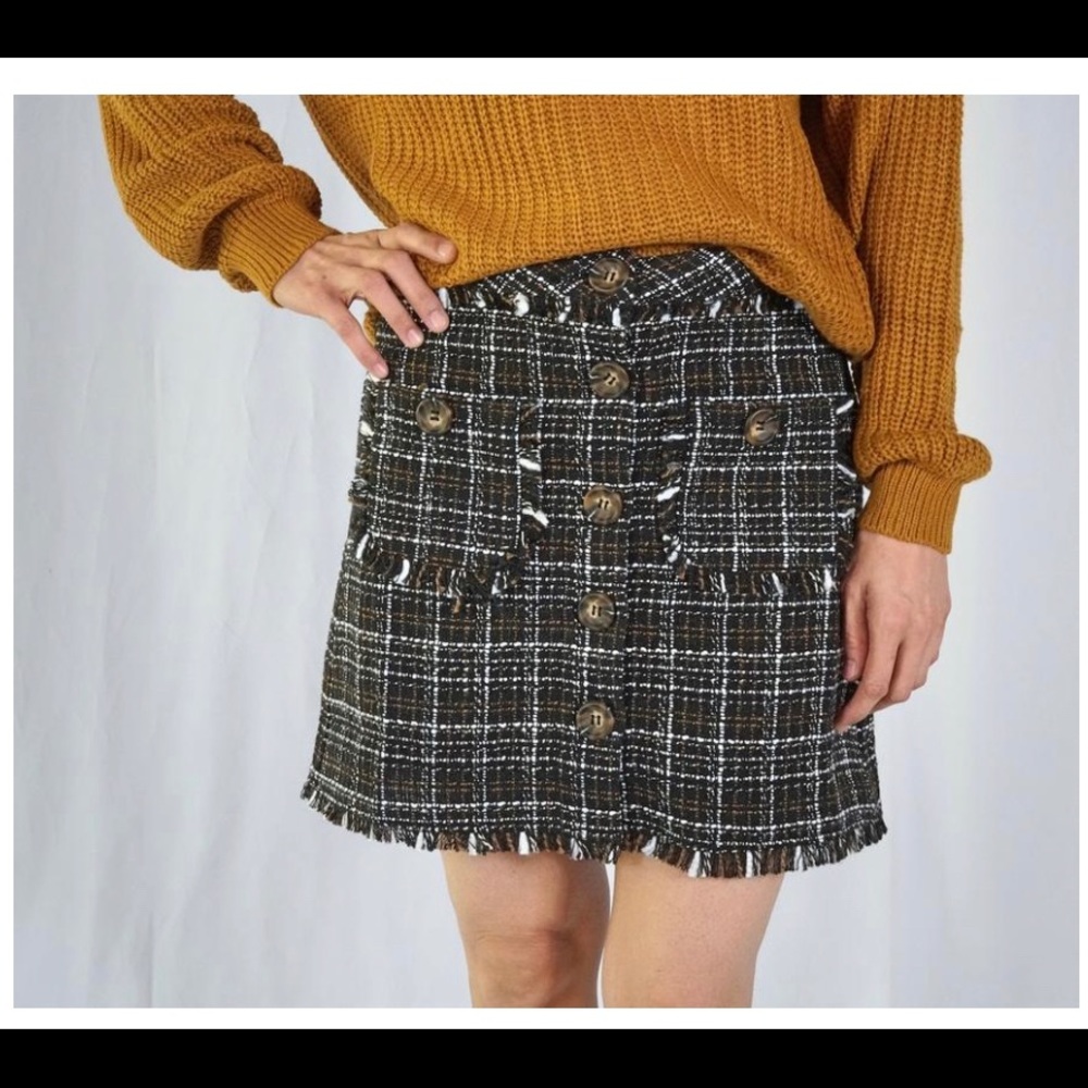 Tweed Frayed Mini Skirt BRAND NEW!